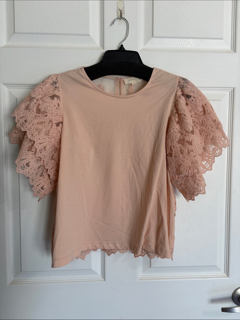 Forever That Girl Women's Lace Flutter Sleeve Blouse in Blush - Picture 3 of 14